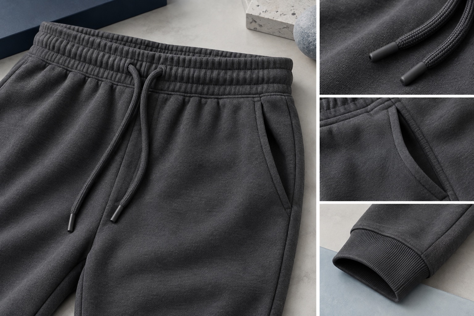 Waistband, pocket and hem construction ideas for joggers