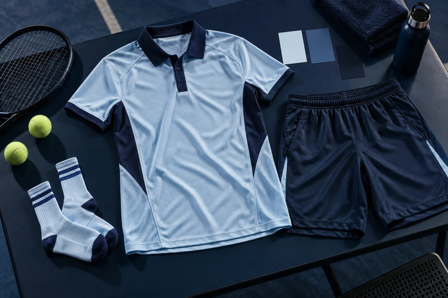 Racket Sports kit range laid out for an order brief