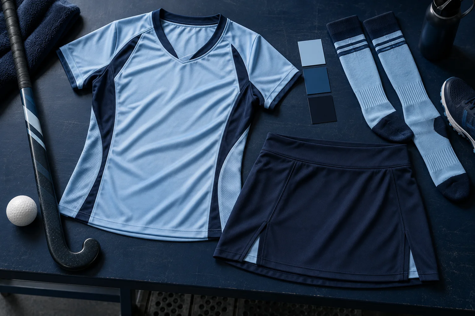 Field Hockey kit range laid out for an order brief