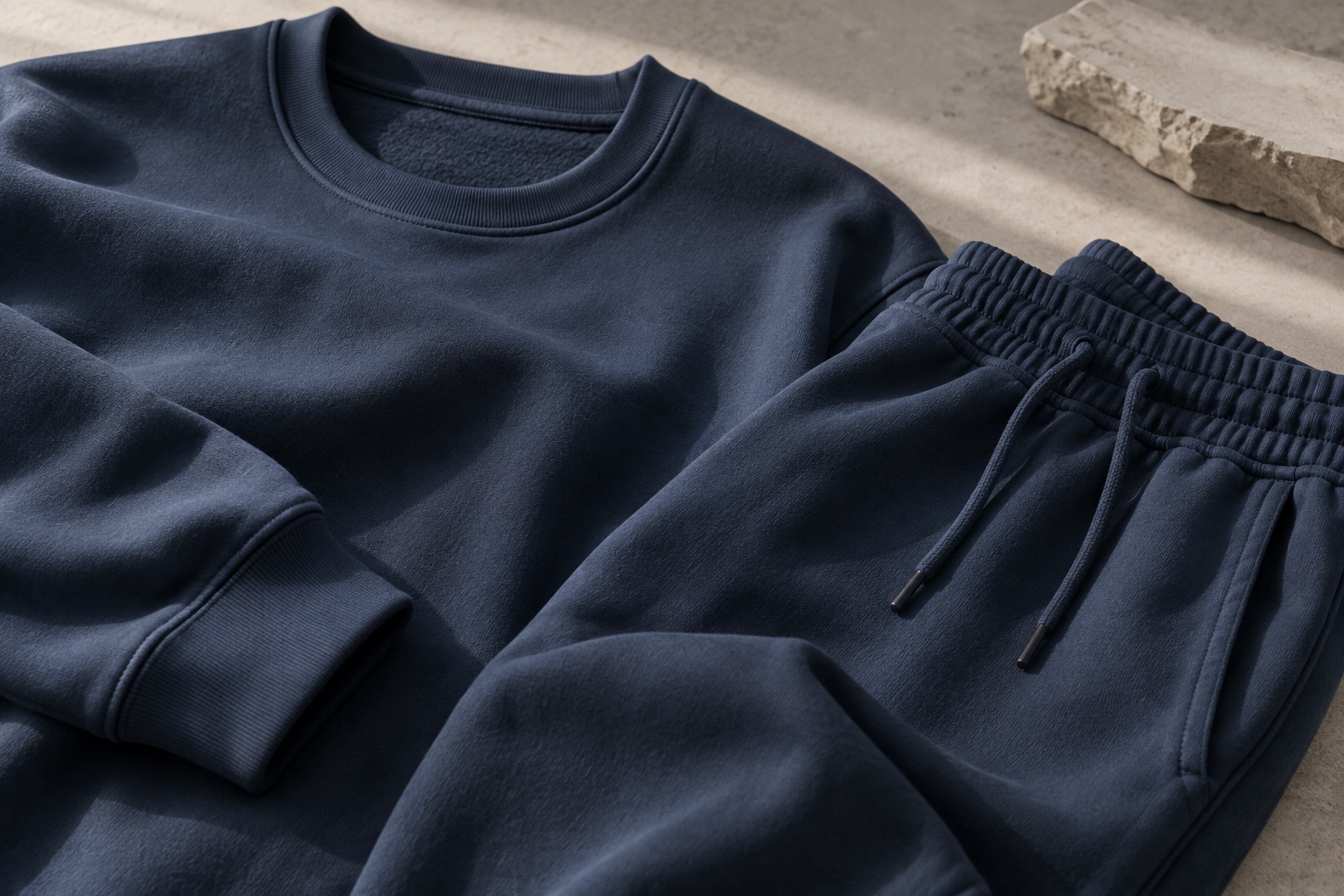 Shared colour and textile detail across a matching set