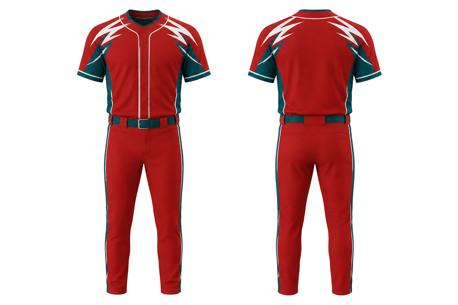 Club Red Angular Shoulder Burst Baseball Heritage Alternate Uniform combined front and back custom uniform design