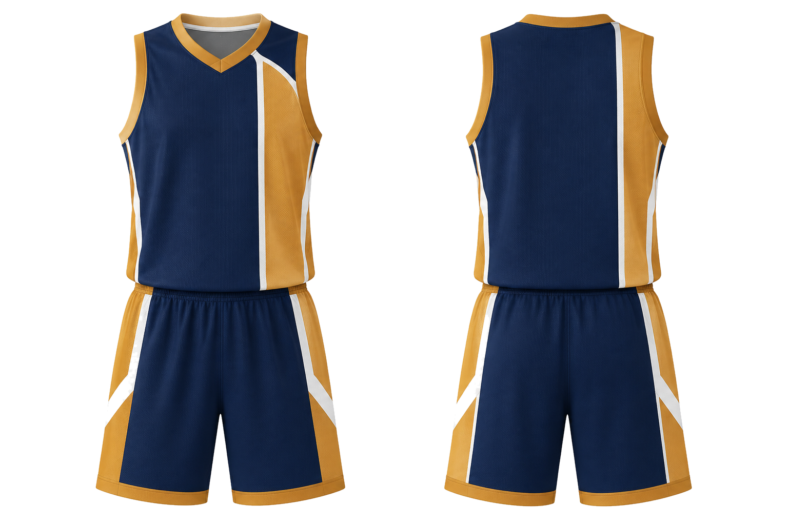Marine Blue Clean Split Body Color Architecture Basketball Practice Set combined front and back custom uniform design
