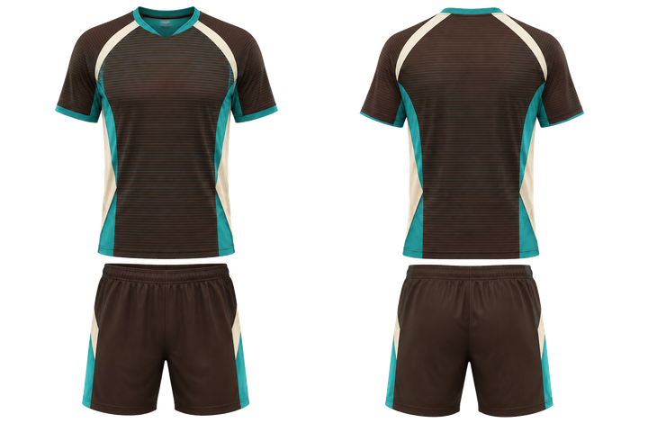 Front and back view of dark chocolate retro micro stripe with modern panel breaks racket sports racket training set